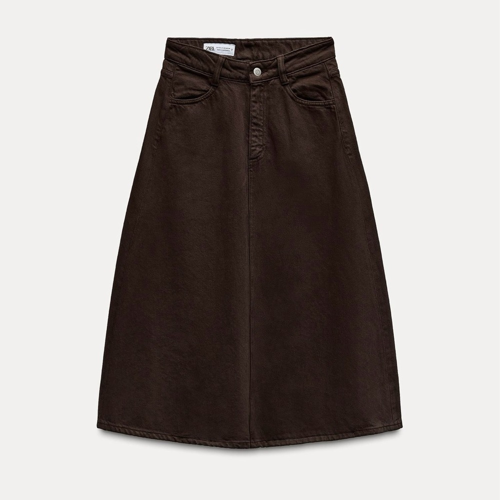 Zara Dark Brown Midi Skirt